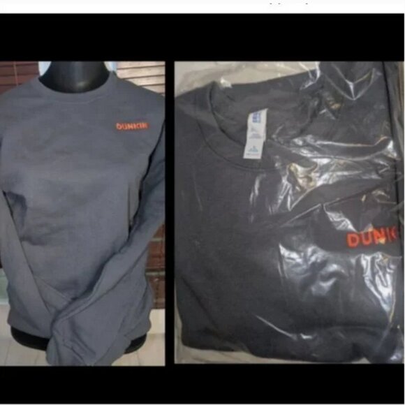 Dunkin Donuts Sweatshirt Jerzees Adult Sz S Blue Dunkin' Logo Factory Packaged - Picture 1 of 4
